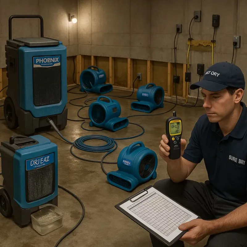 Structural Drying and Dehumidification process in West Longview, WA